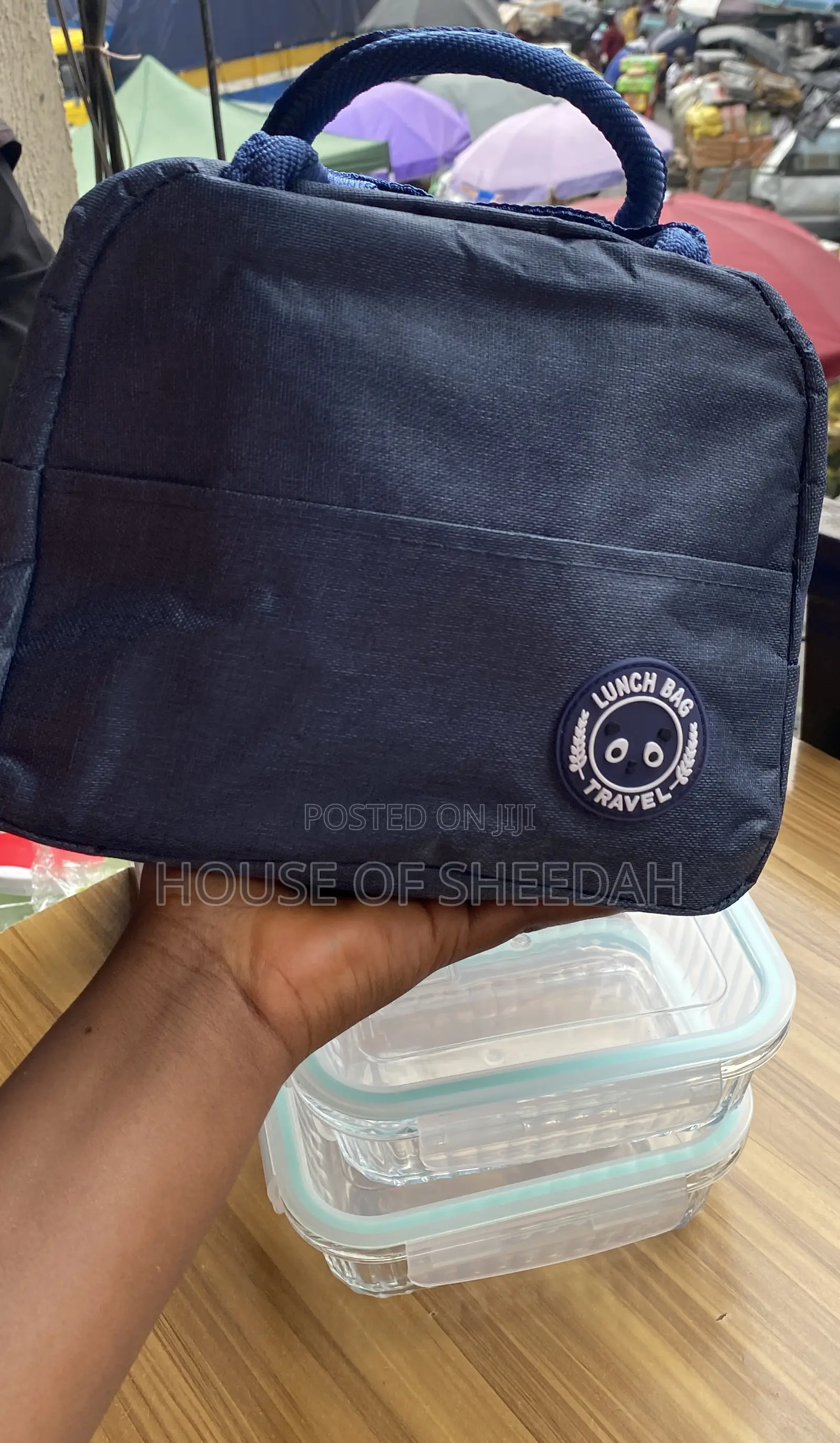 2pcs Rectangular, Striped, Glass Food Storage Containers With Bag