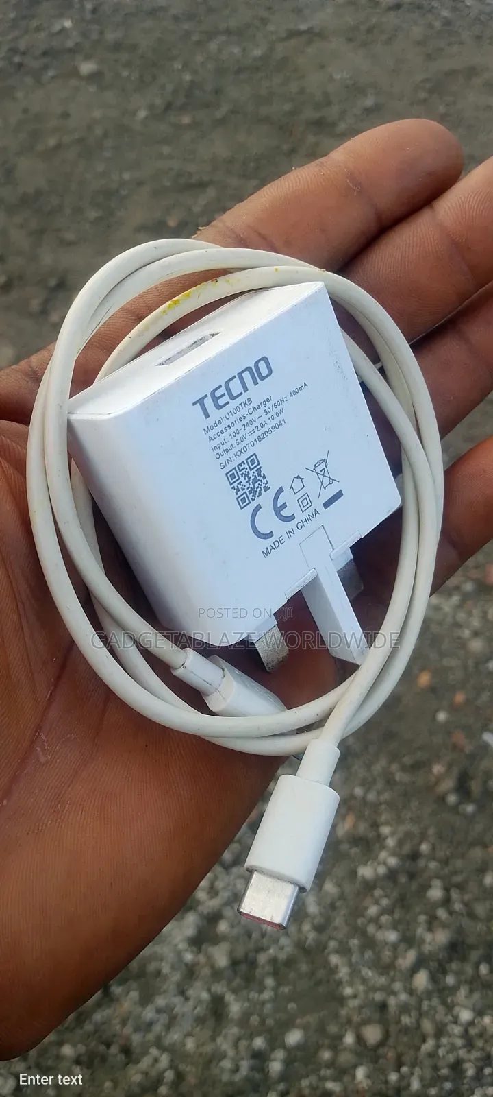 Original Tecno Charger+Cable
