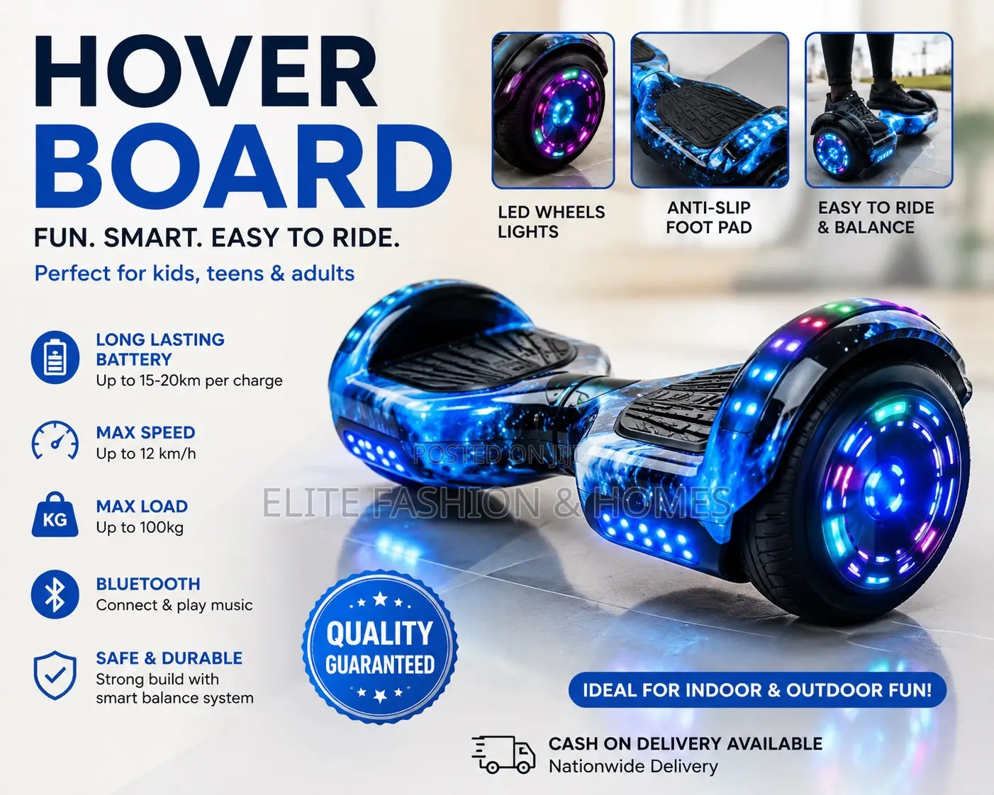Hoverboard Self Balancing Scooter With Bluetooth Speaker LED Lights
