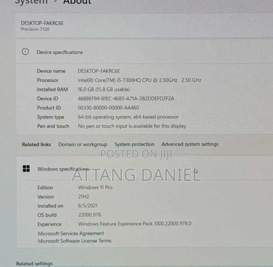 Laptop Dell Precision 7520 16GB Intel Core i5 SSD 512GB