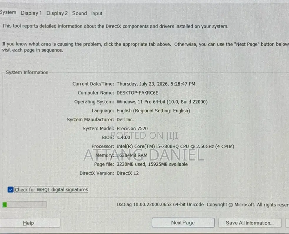 Laptop Dell Precision 7520 16GB Intel Core i5 SSD 512GB