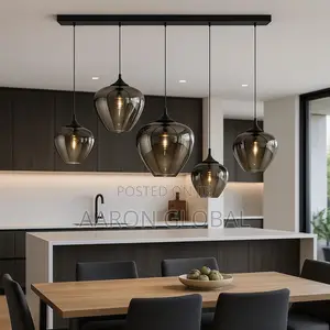 Modern 5-Light Smoke Glass Pendant Chandelier for Kitchen Island