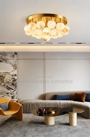 Luxury Marble Globe Flush Mount Chandelier