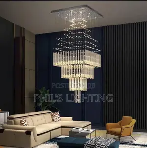 Modern Square Base Crystal Ceiling Chandelier