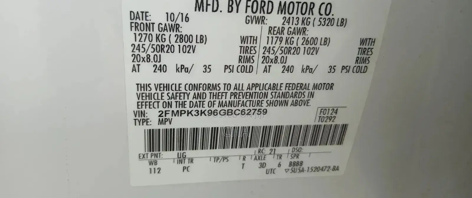Ford Edge Titanium AWD 2018 White