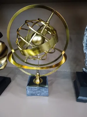 Modern Golden Armillary Sphere Sculpture