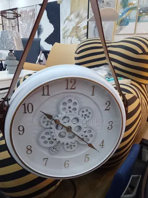 Modern Decorative Wall Clock With Leather Hanging Strap