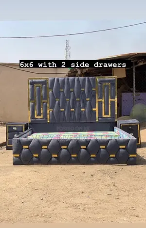 6by6 Padded Bedframe and Side Drawers Available