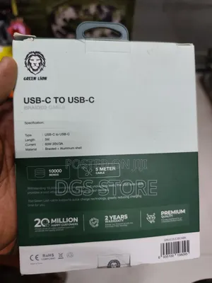Green Lion 60w USB C to USB C Braided Cable 5 Meter