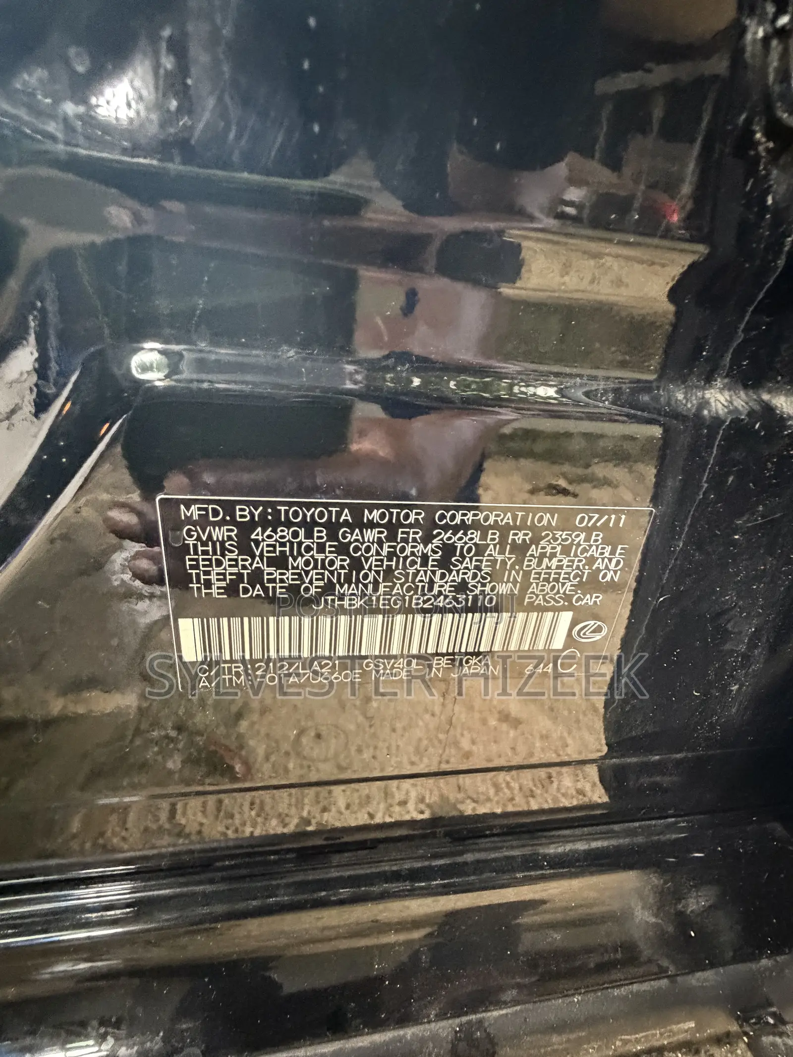 Lexus ES 350 2011 Black