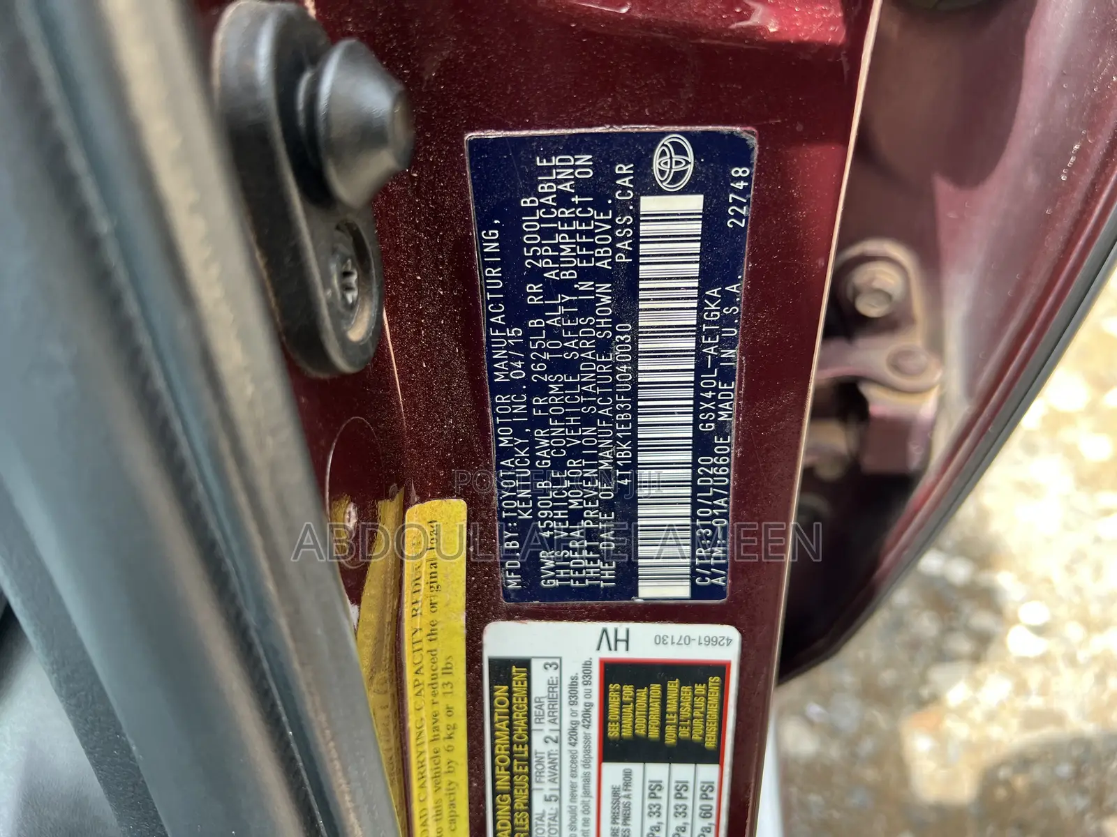 Toyota Avalon 2015 Maroon