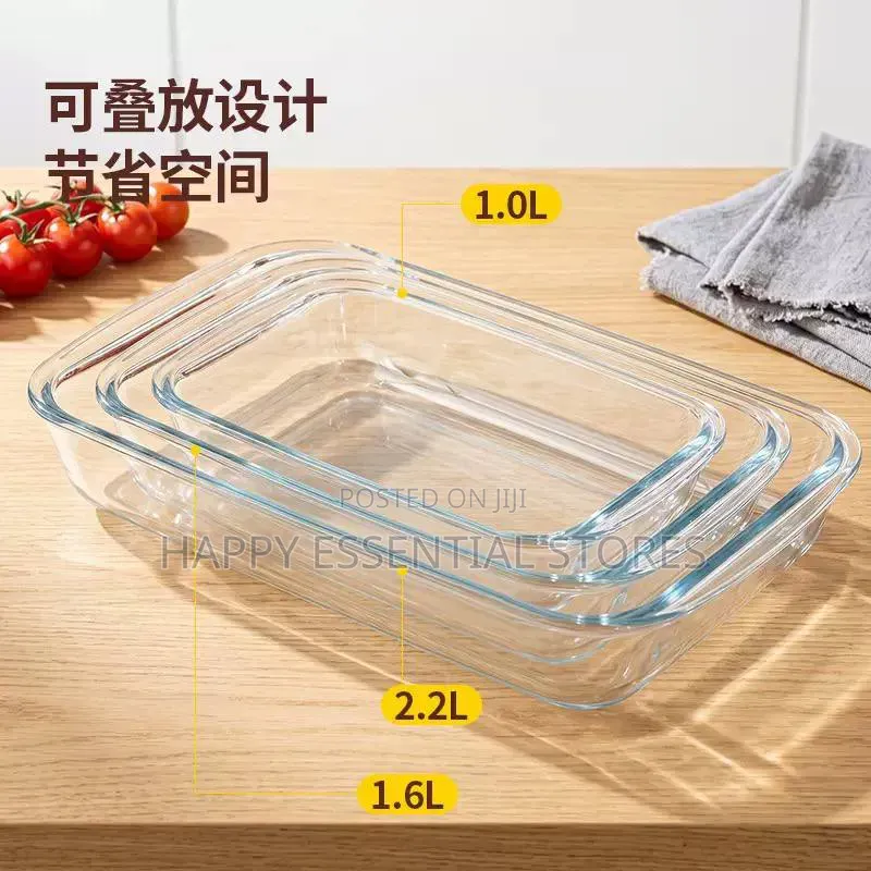 3pieces Square Borosilicate Baking Glass