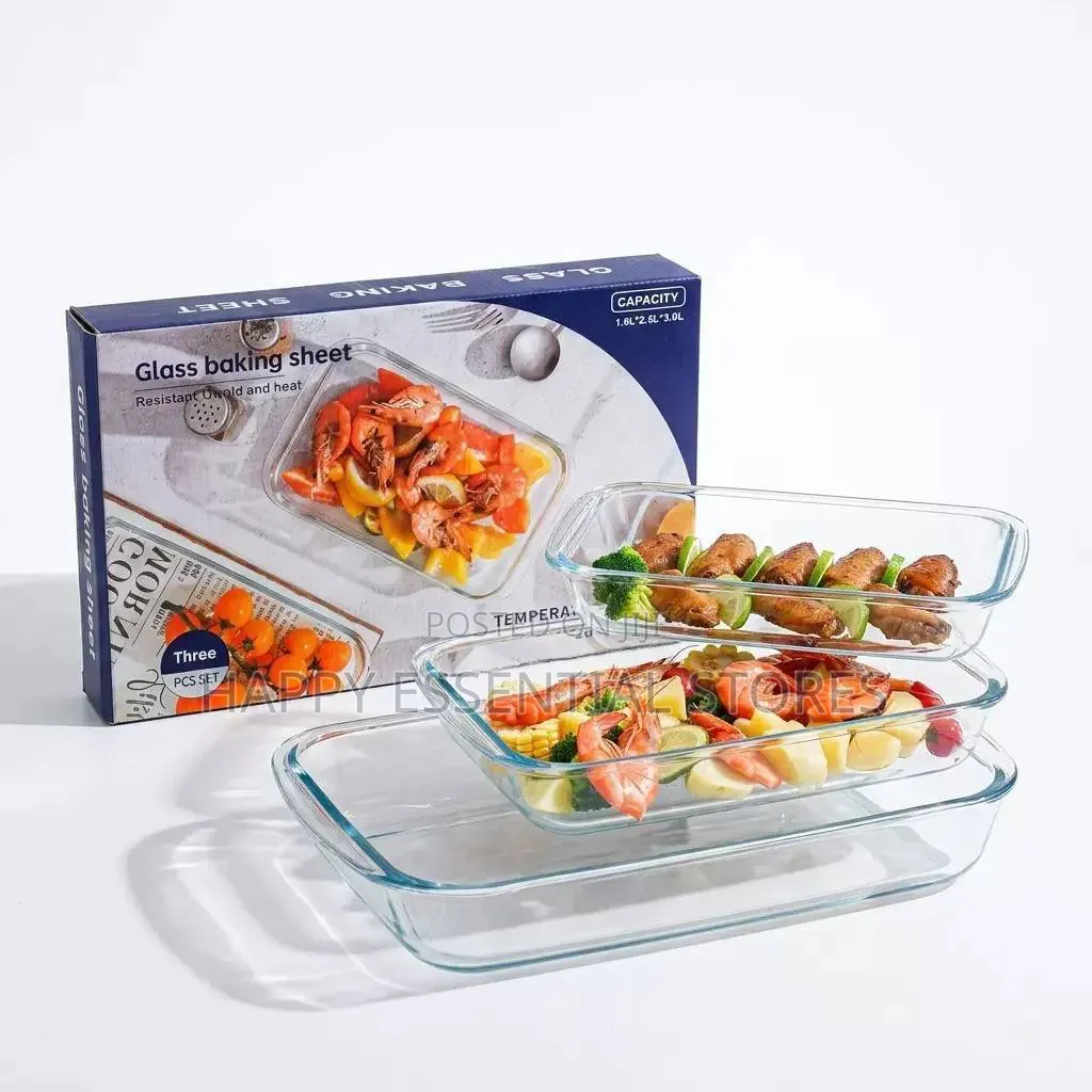 3pieces Square Borosilicate Baking Glass