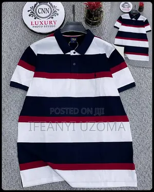 Quality Stribe Collar Neck Tshirt