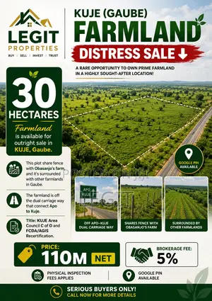 30 Hectares Farmland, KUJE Area Council C of O, FCDA/AGIS Recert
