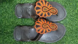 Ladies Beaded Leather Slippers