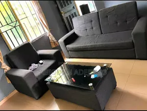 Neatly Used 3-Seater 1-Seater Sofa With Glass Center Table
