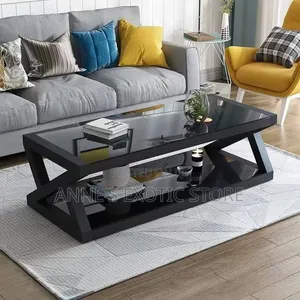Modern Z-Shaped 2-Tier Tempered Glass Coffee Table