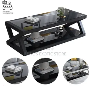Modern Z-Shaped 2-Tier Tempered Glass Coffee Table