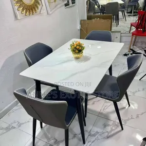 Modern Luxury 4-Seater Marble Dining Table Set