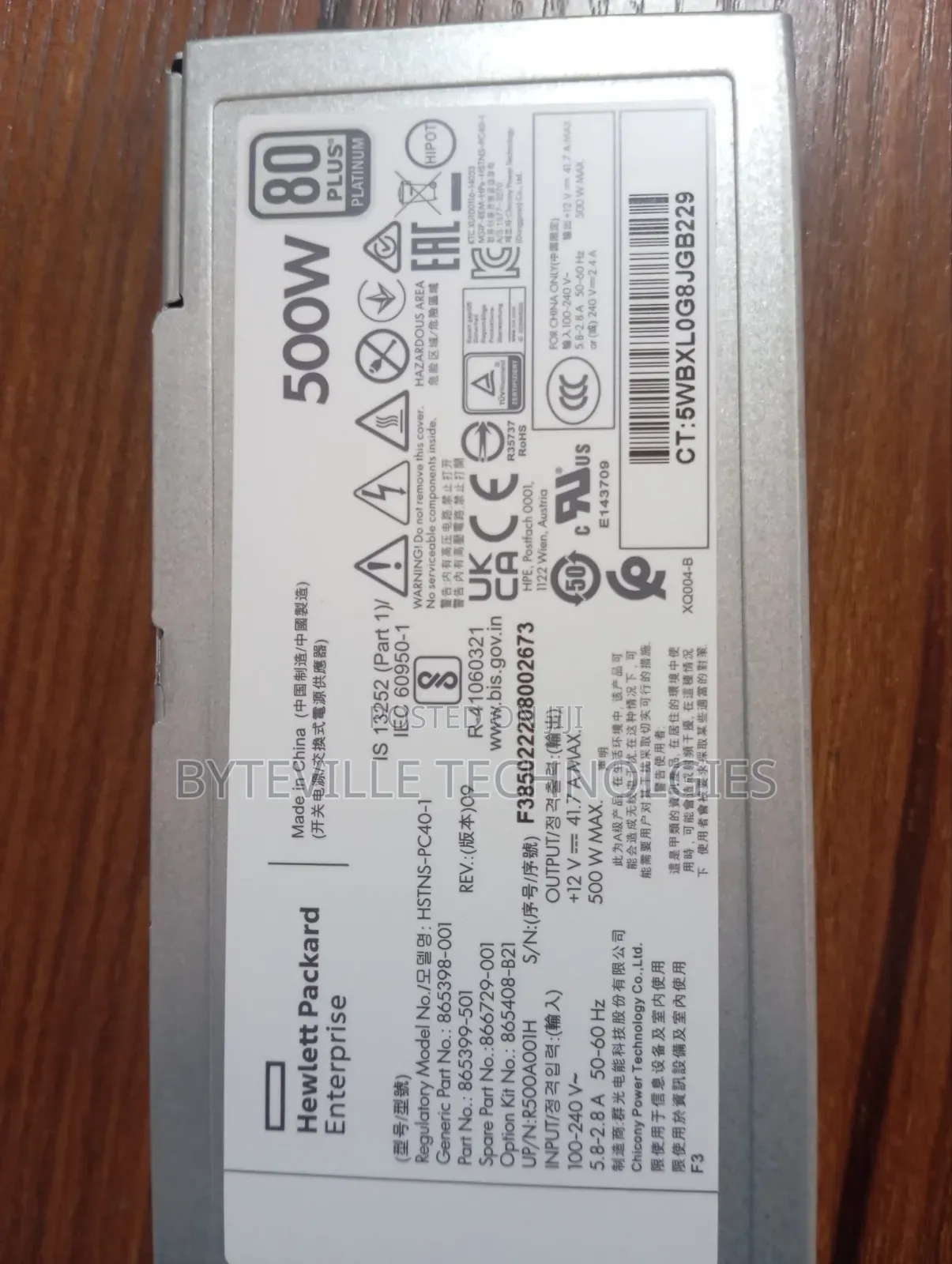 New HPE 500W 80 PLUS Platinum Hot Plug Power Supply (865408-B21)