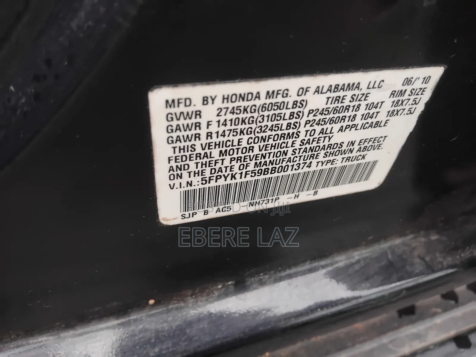 Honda Ridgeline 2010 Black