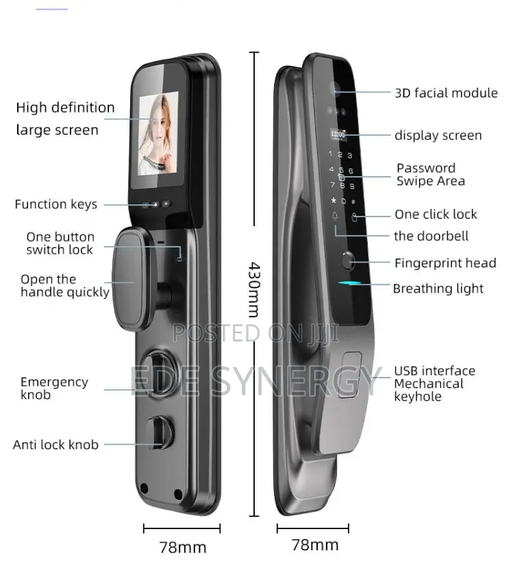 Tuya Fully Automatic Smart Door Lock With 3D Face Fingerprint
