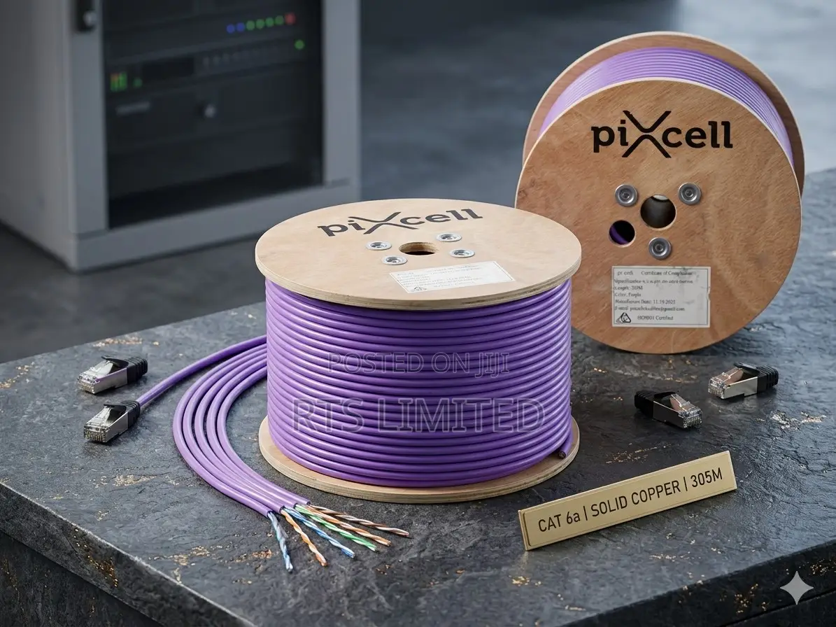 Pixcell CAT6a Solid Copper Ethernet Cable 305M – Purple