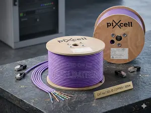 Pixcell CAT6a Solid Copper Ethernet Cable 305M – Purple