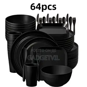 Household Plastic PP Plate Bowl, Cup, Knife, Fork, Spoon and Dish Set