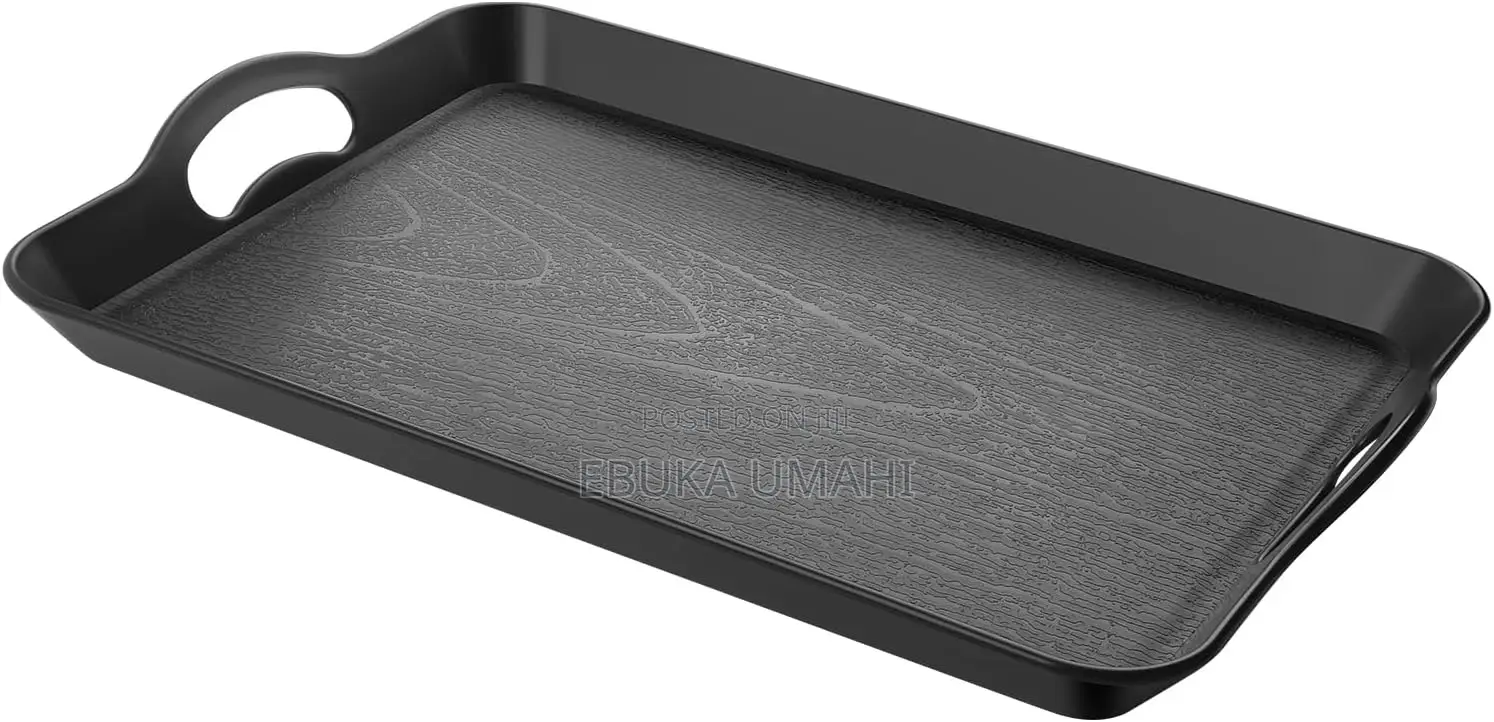 Plastic Serving Tray With Handle Black