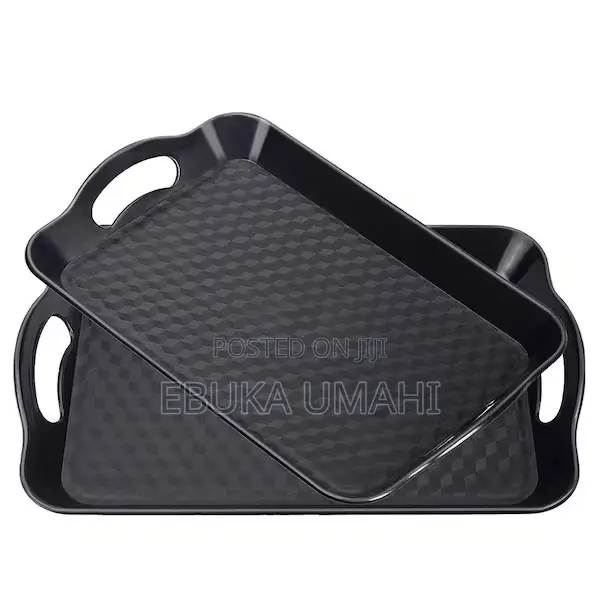 Plastic Serving Tray With Handle Black