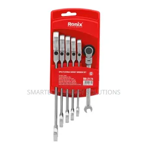 Flex-Head Double Box-End Ratcheting Wrench Set–6 PCS