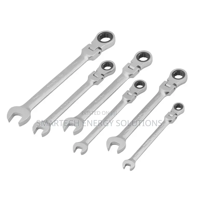 Flex-Head Double Box-End Ratcheting Wrench Set–6 PCS