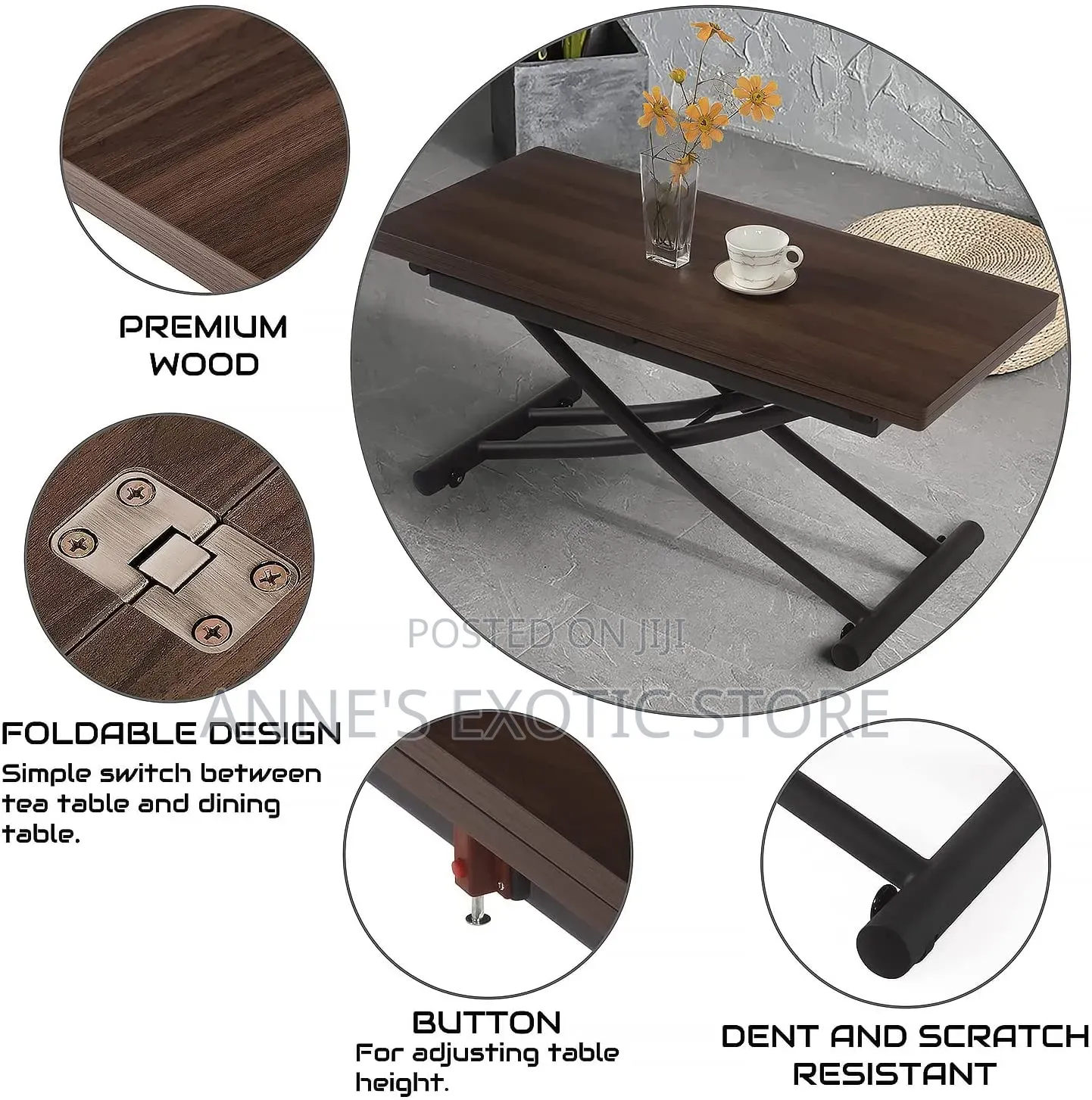 Modern Adjustable Lift-Top Coffee Table With Hidden Storage