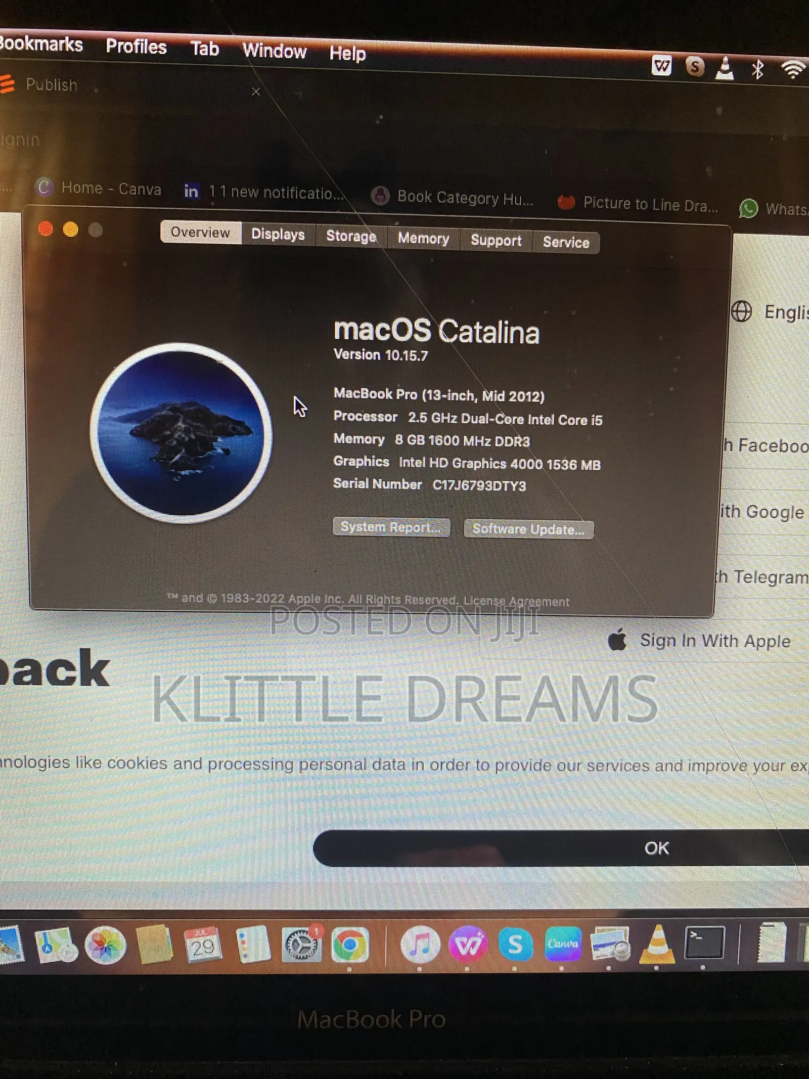 Laptop Apple MacBook 2012 8GB Intel Core i5 SSD 512GB