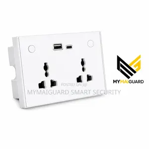 Smart Double Wall Socket With Type C and USB (WHITE)