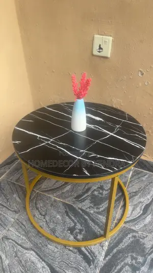 2in1 Luxury Black Faux Marble Center Table