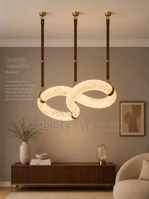Modern Belt Alabaster Hanging Chandelier