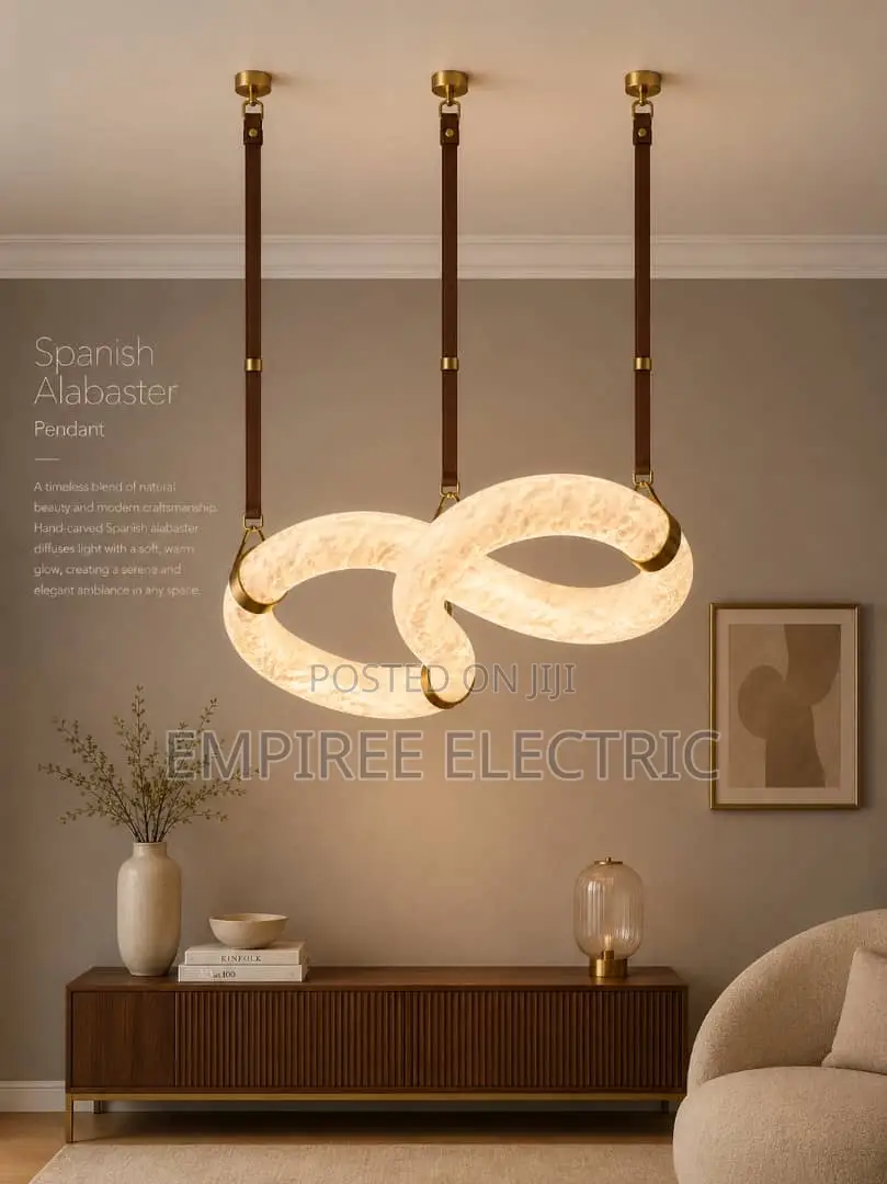 Modern Belt Alabaster Hanging Chandelier