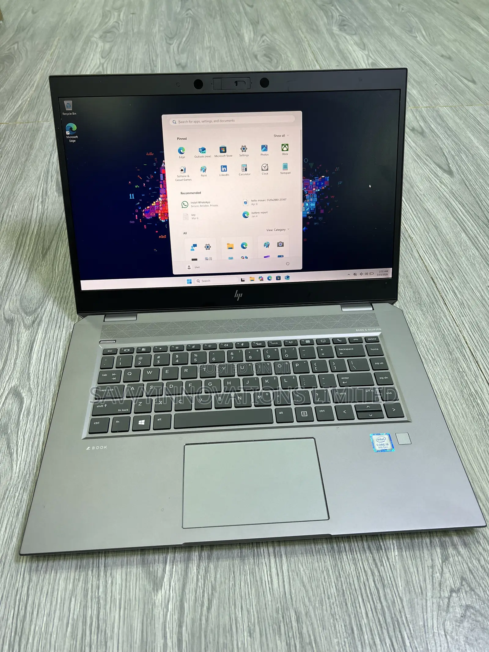 Laptop HP ZBook Studio G5 16GB Intel Core i9 SSD 512GB