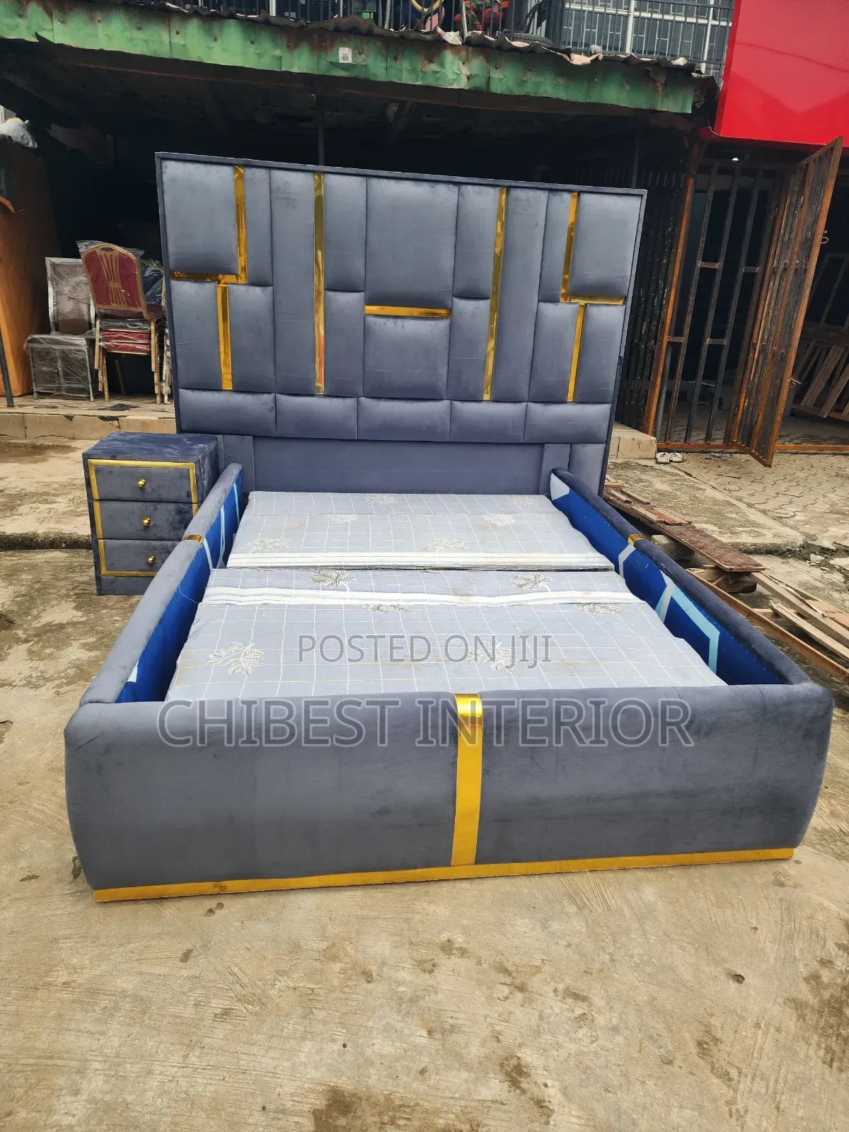 Standard Brand New Padded Bed.