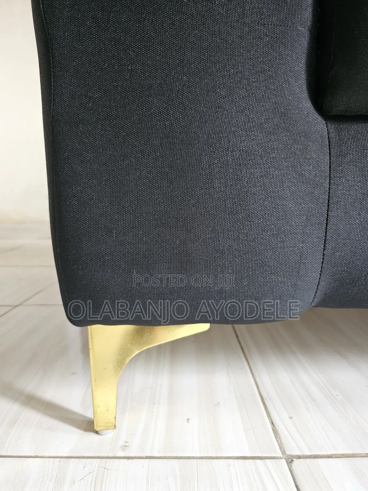 Modern Black Fabric 5-Seater L-Shaped Corner Sofa