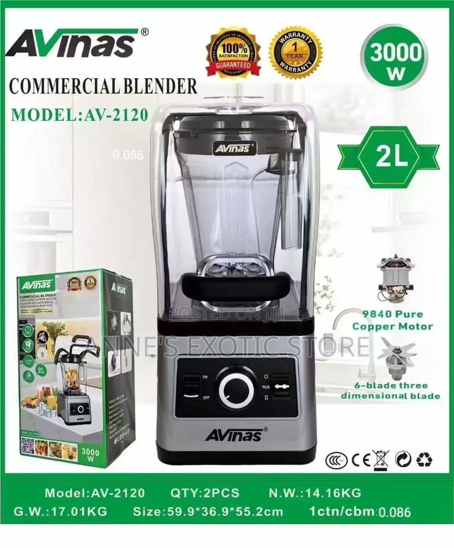 Avinas AV-2120 Commercial Soundproof Blender – 3000W, 2L