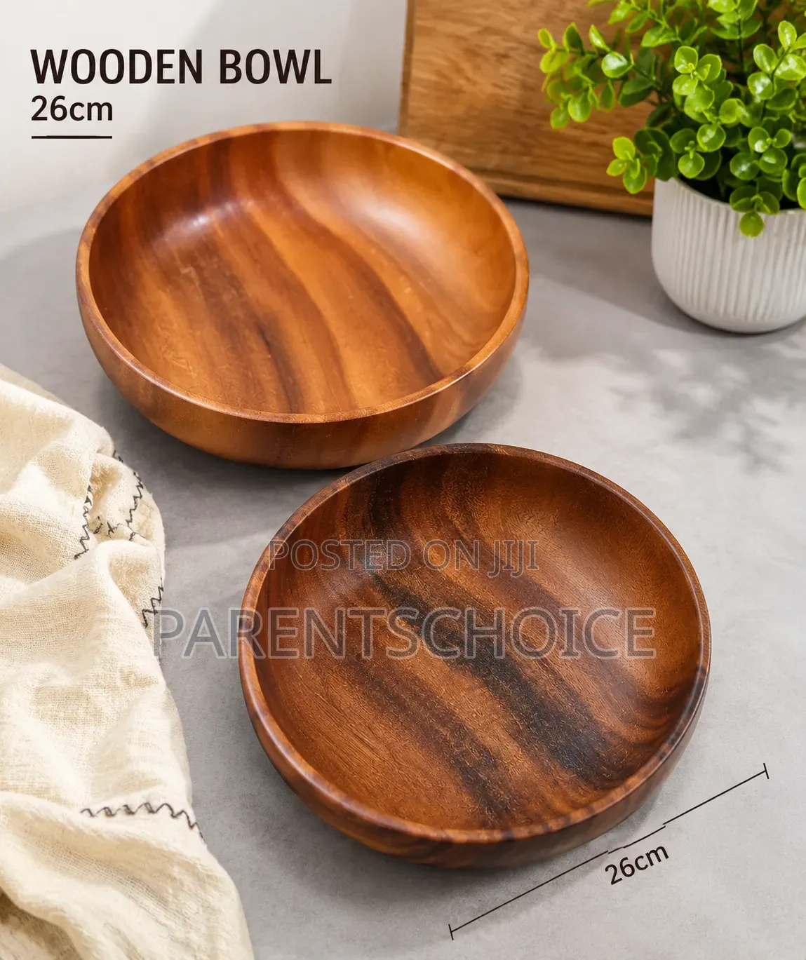 26cm Wooden Food and Salad Bowl Biggest Size- 1pc