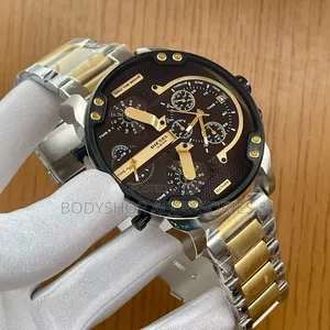 Black Chain ( Black and Gold Face ) Diesel Steel Wristwatch ,