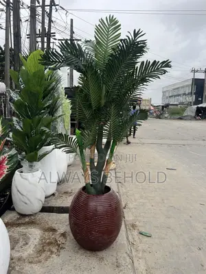 Large Ovoid Ribbed Planter/ Cardboard Palm