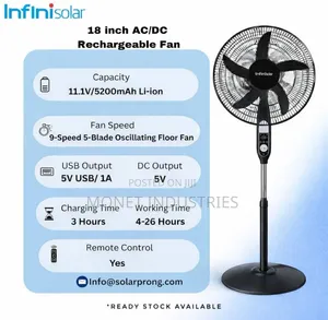18inch Infinisolar Rechargeable Solar Fan