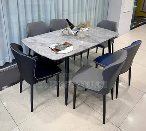 Imported Luxury Marble Top Dining Table by 6 Quality Chairs