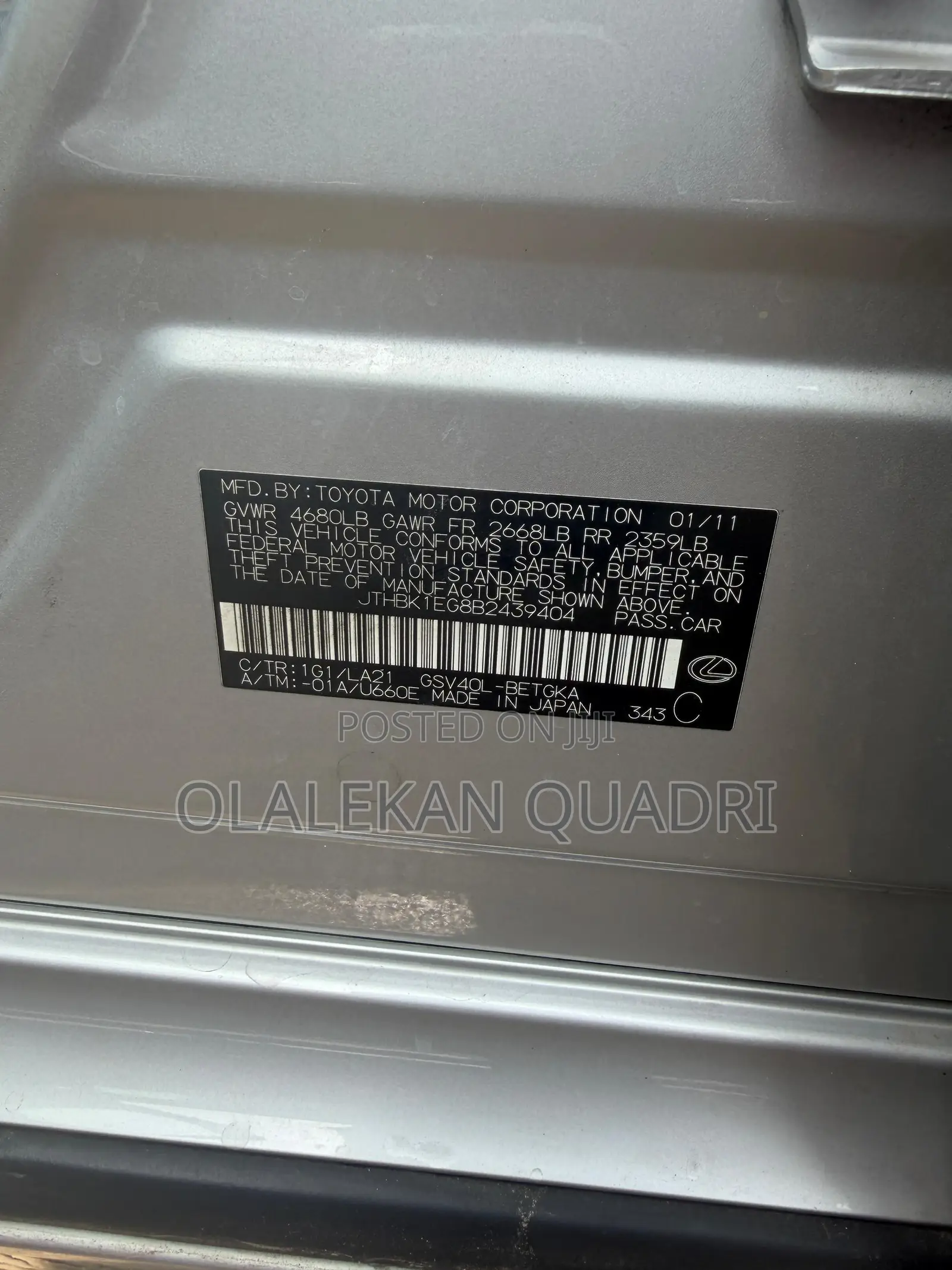 Lexus ES 350 2011 Silver